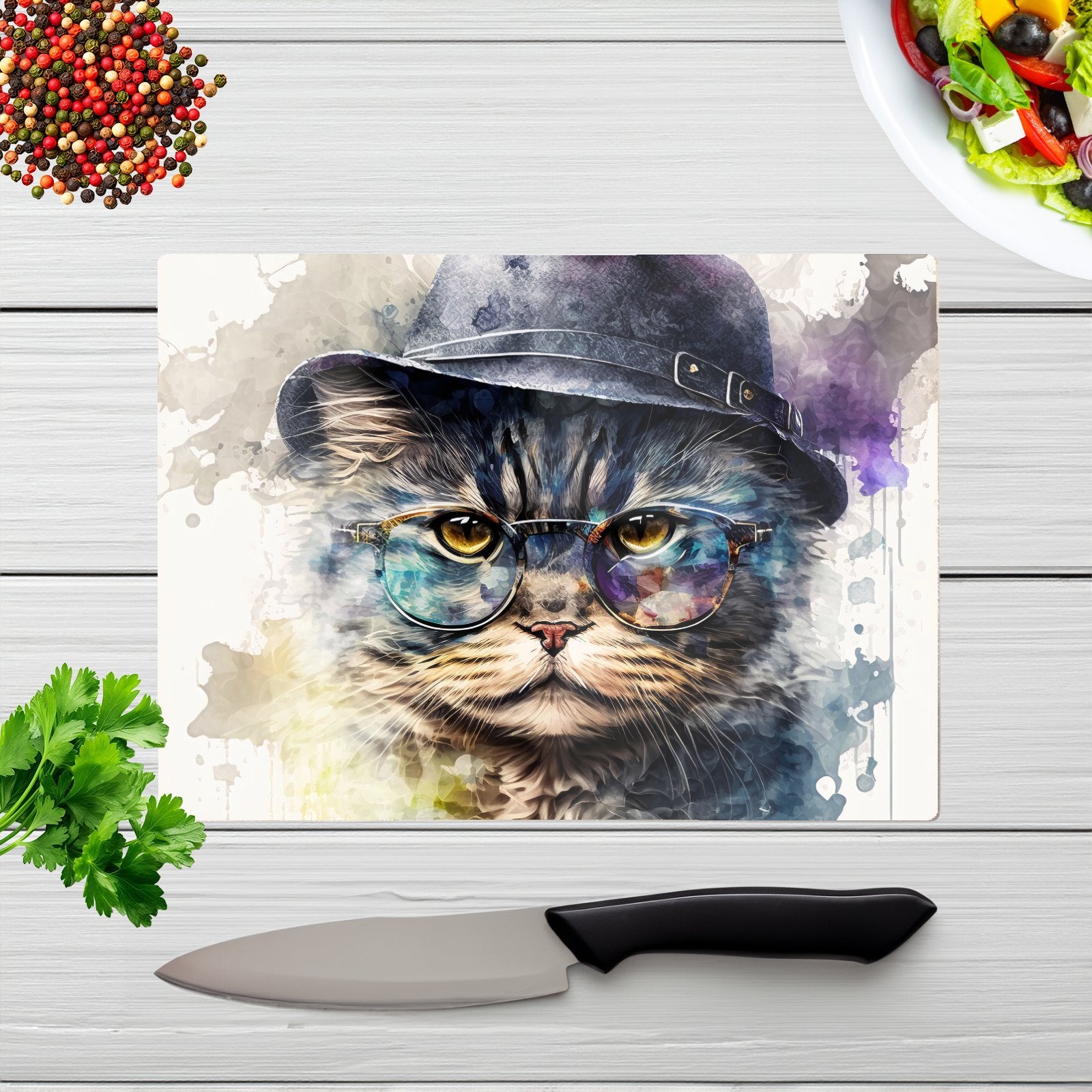 Selkirk Rex Cat Splashart Chopping Board