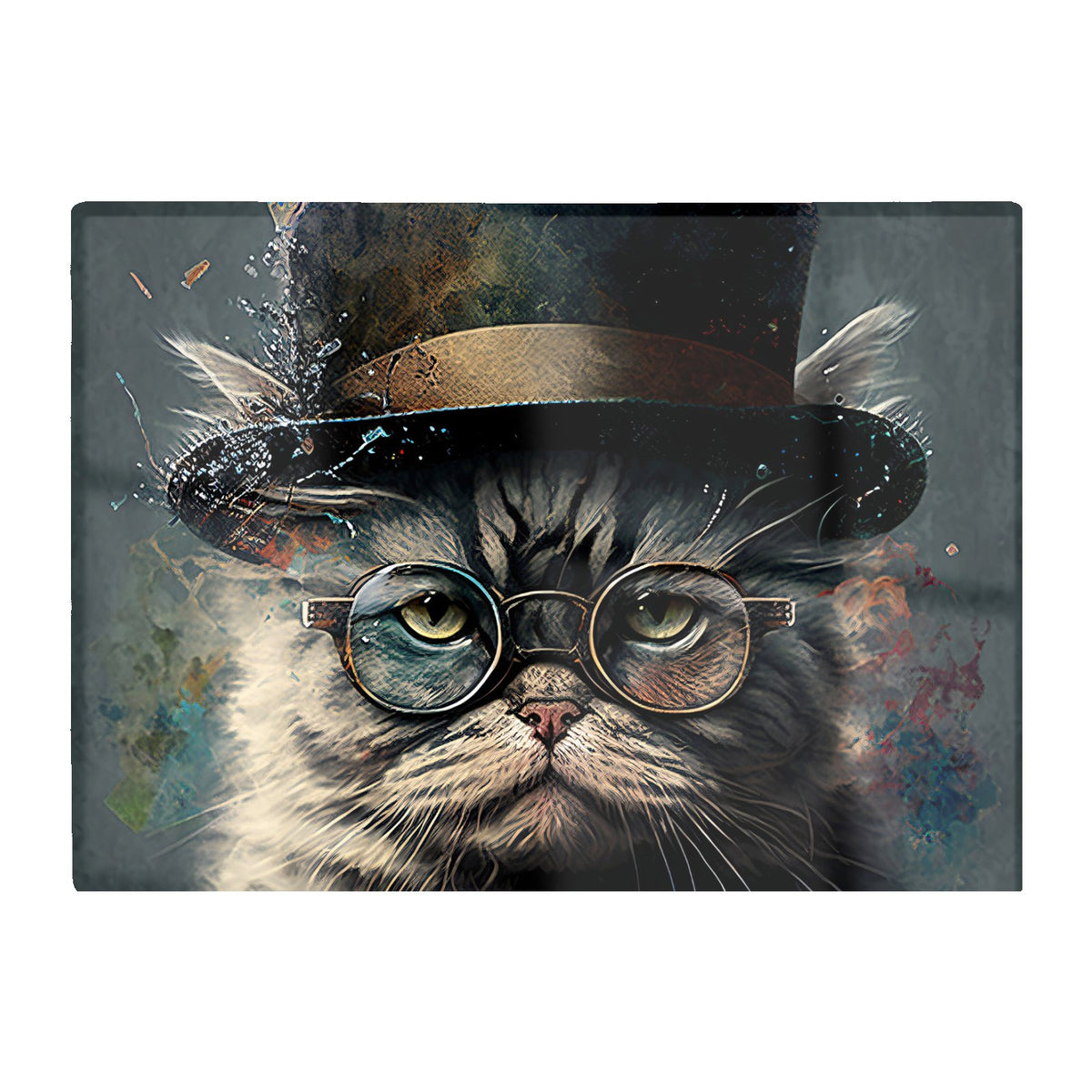 Selkirk Rex Cat With Glasses Splashart Chopping Board