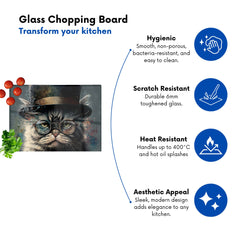Selkirk Rex Cat With Glasses Splashart Chopping Board