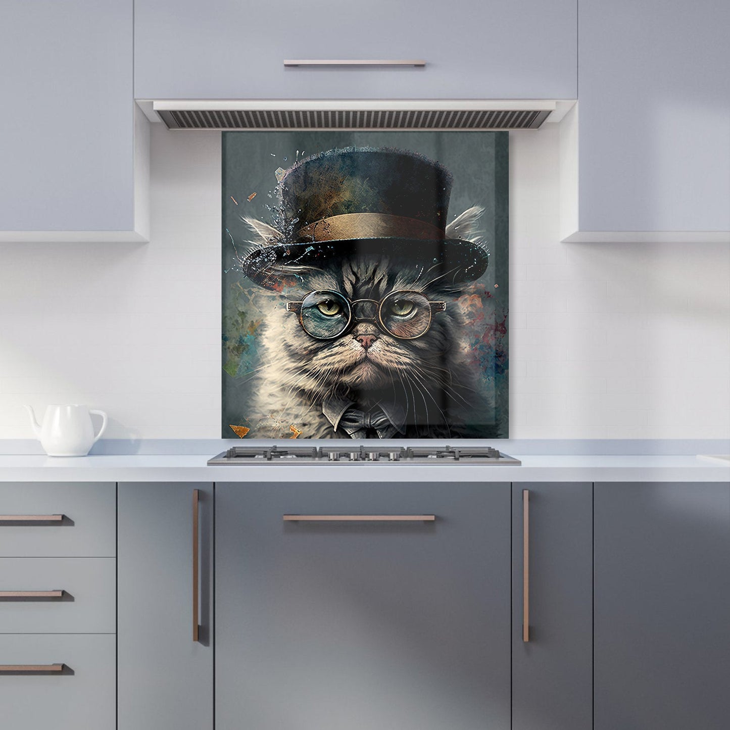 Selkirk Rex Cat With Glasses Splashart Kitchen Splashback