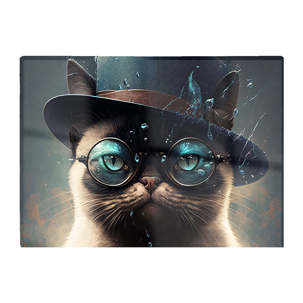 Siamese Cat With Glasses Splashart Chopping Board
