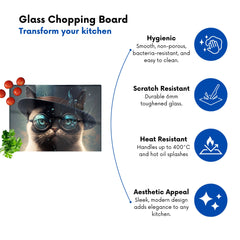 Siamese Cat With Glasses Splashart Chopping Board
