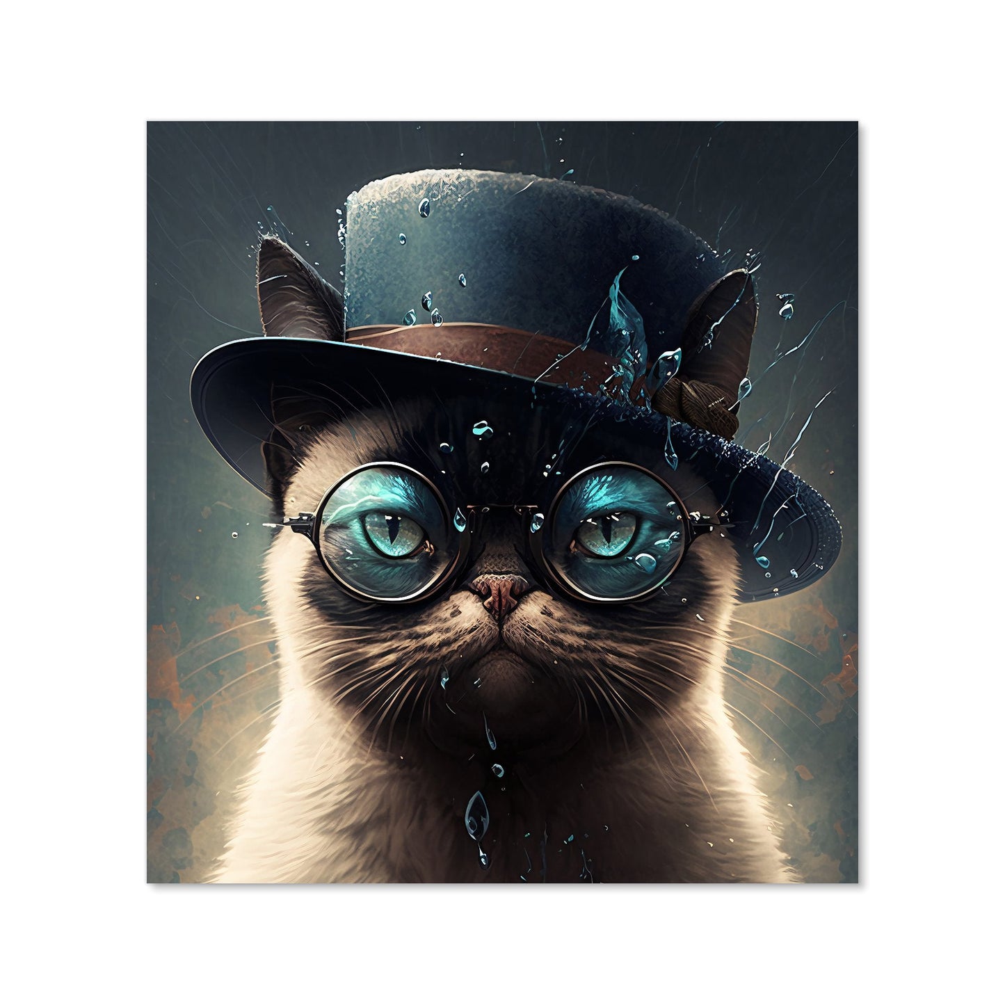 Siamese Cat With Glasses Splashart Kitchen Splashback