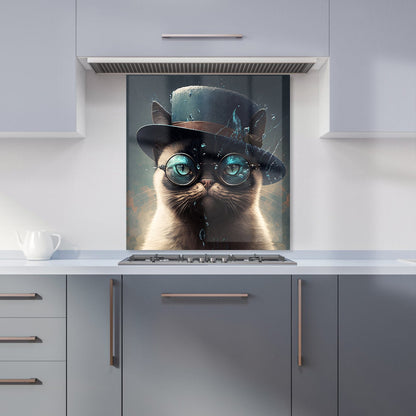 Siamese Cat With Glasses Splashart Kitchen Splashback