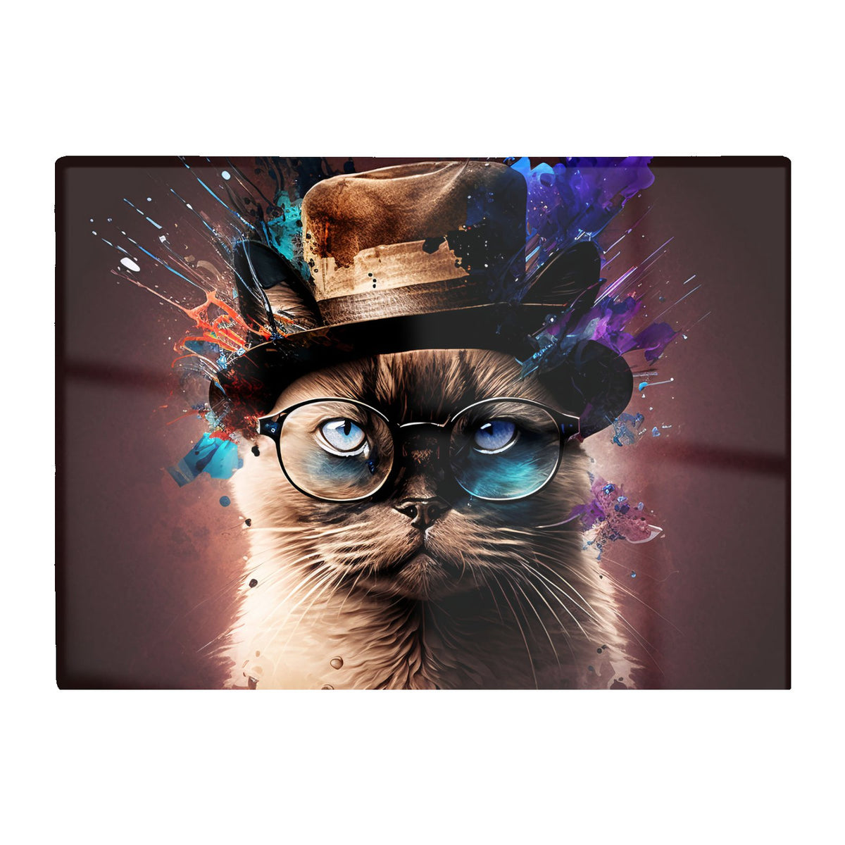 Siamese Cat Face Splashart Chopping Board