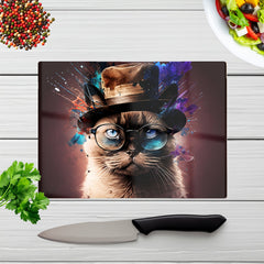 Siamese Cat Face Splashart Chopping Board