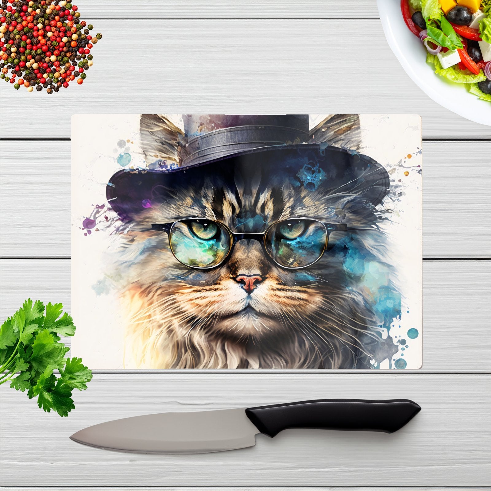 Siberian Cat Splashart Chopping Board