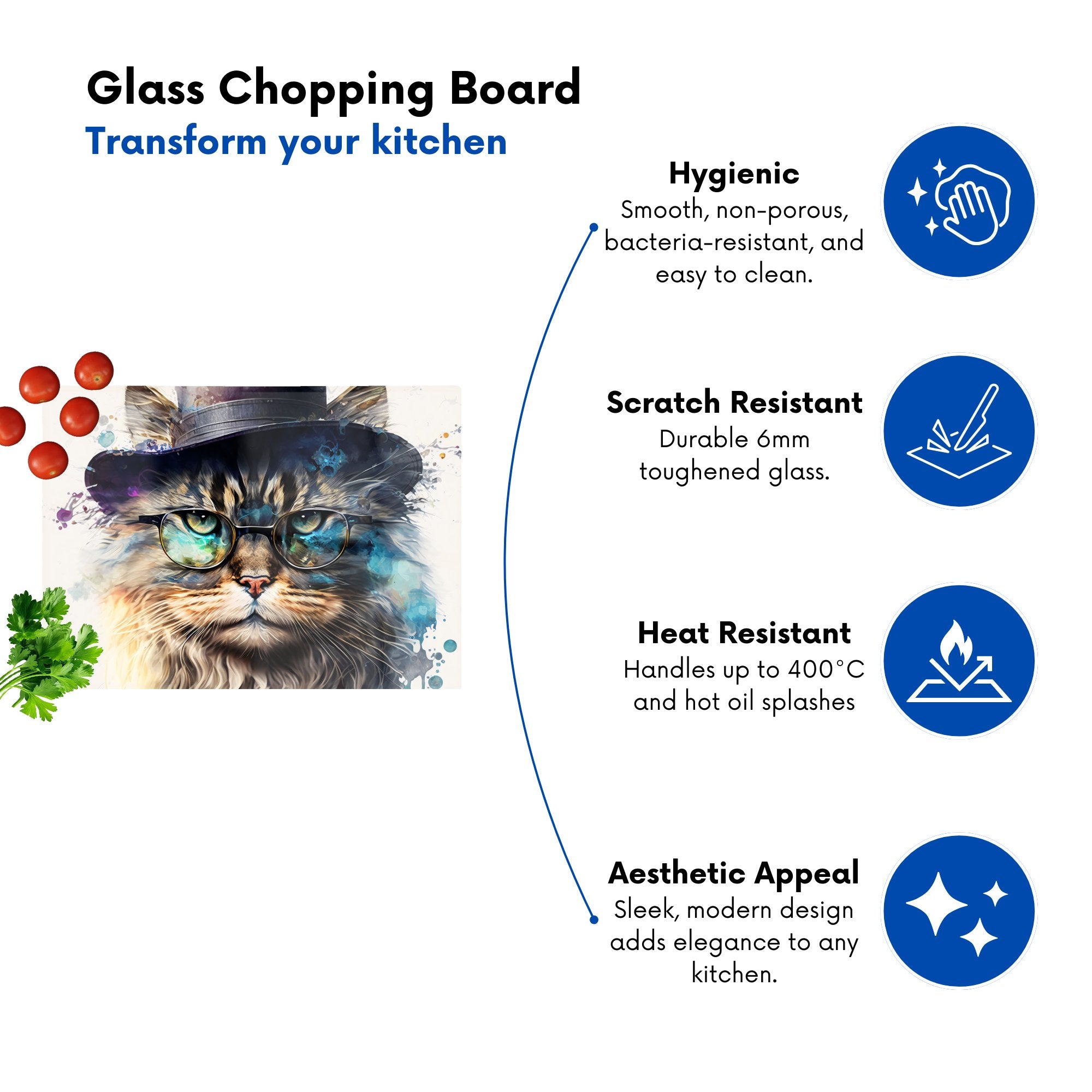 Siberian Cat Splashart Chopping Board
