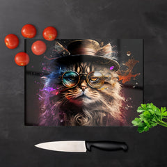 Siberian Cat With Glasses Splashart Chopping Board