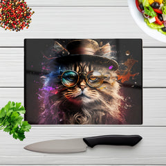 Siberian Cat With Glasses Splashart Chopping Board