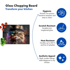 Siberian Cat With Glasses Splashart Chopping Board
