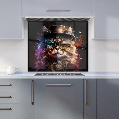 Siberian Cat With Glasses Splashart Kitchen Splashback