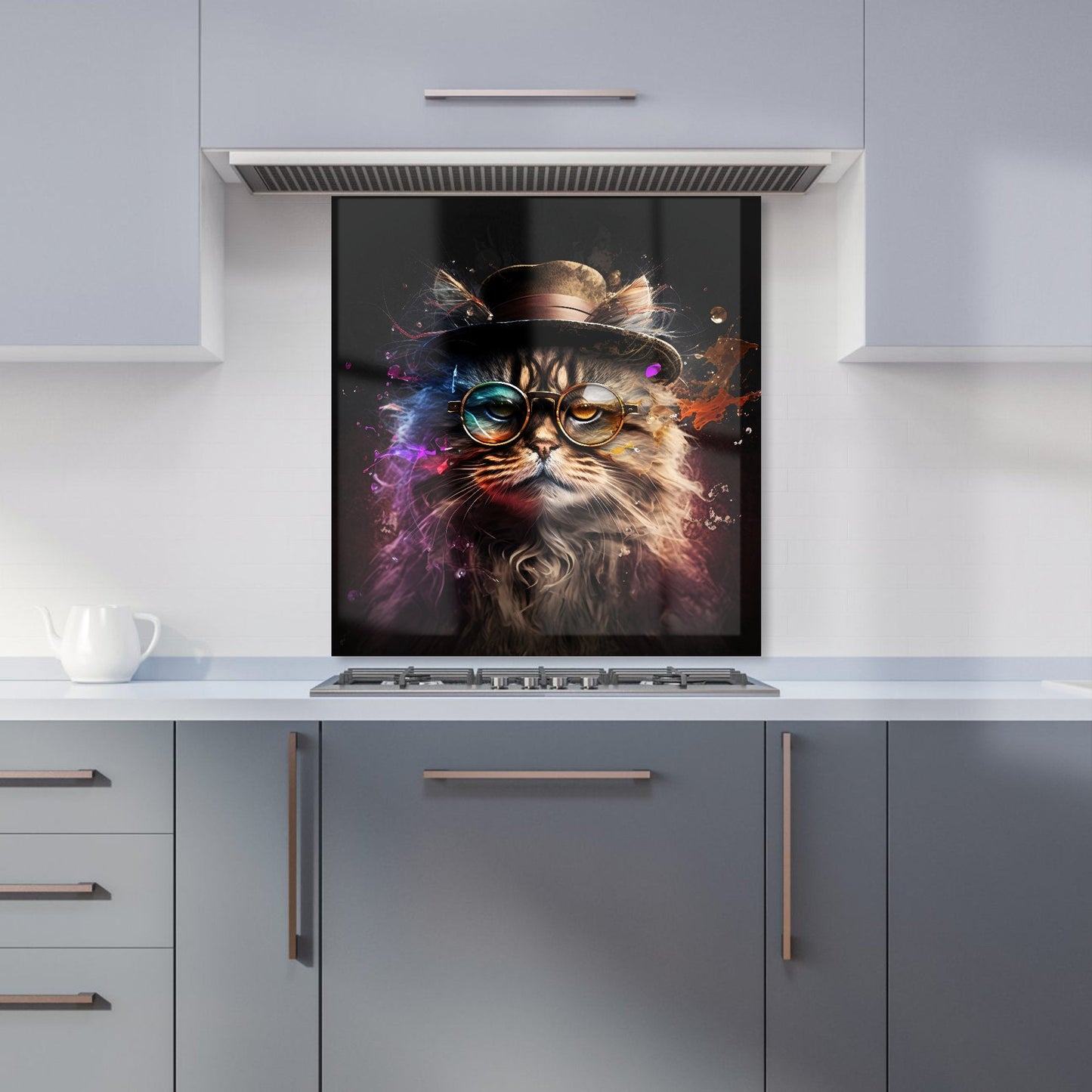 Siberian Cat With Glasses Splashart Kitchen Splashback