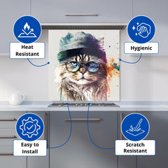 Siberian Cat Face Splashart Kitchen Splashback