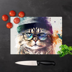 Siberian Cat Face Splashart Chopping Board