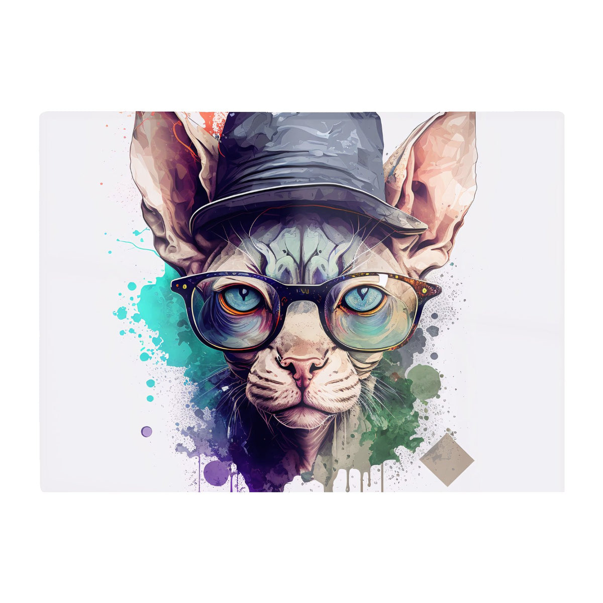 Sphynx Cat Face Splashart Chopping Board