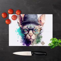 Sphynx Cat Face Splashart Chopping Board