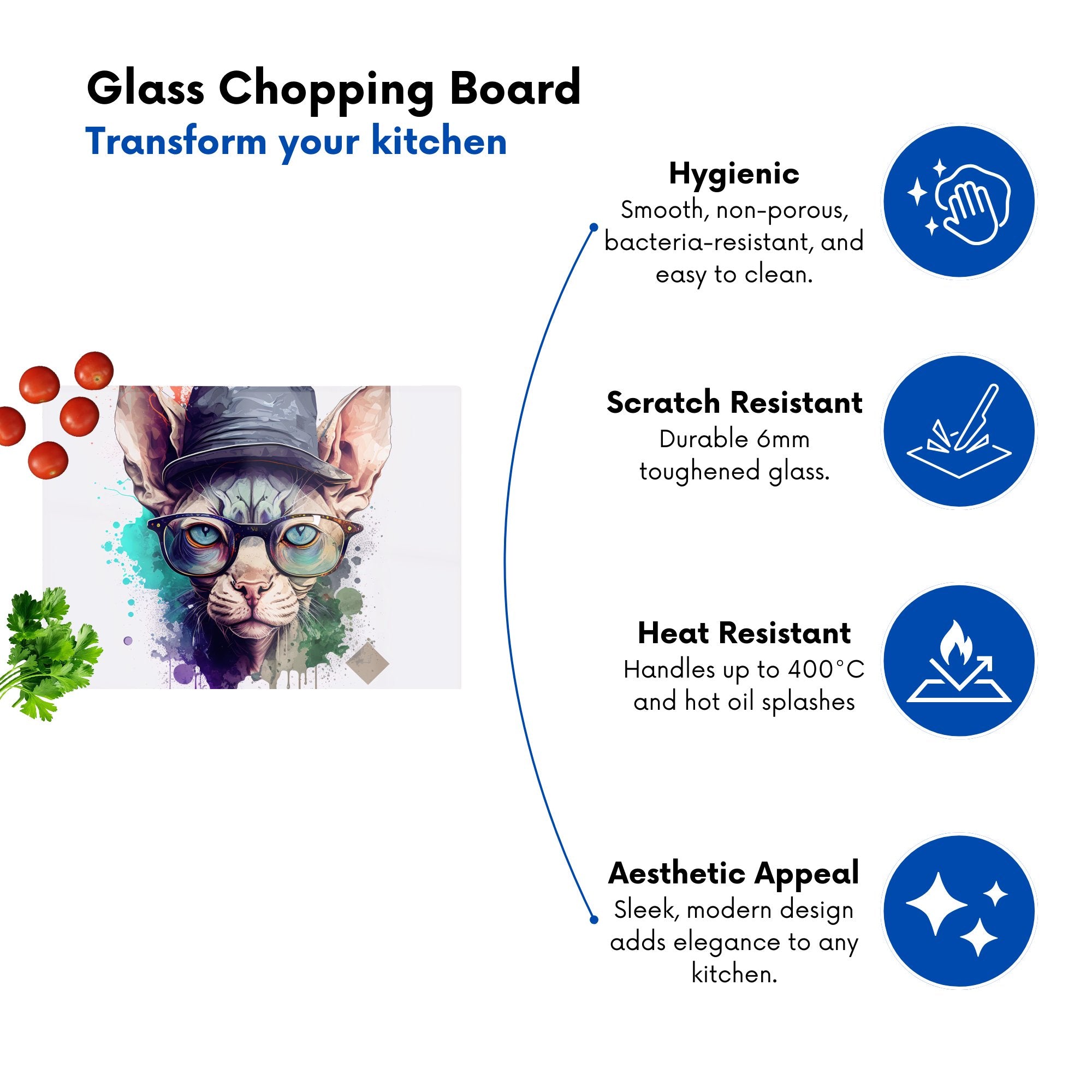 Sphynx Cat Face Splashart Chopping Board