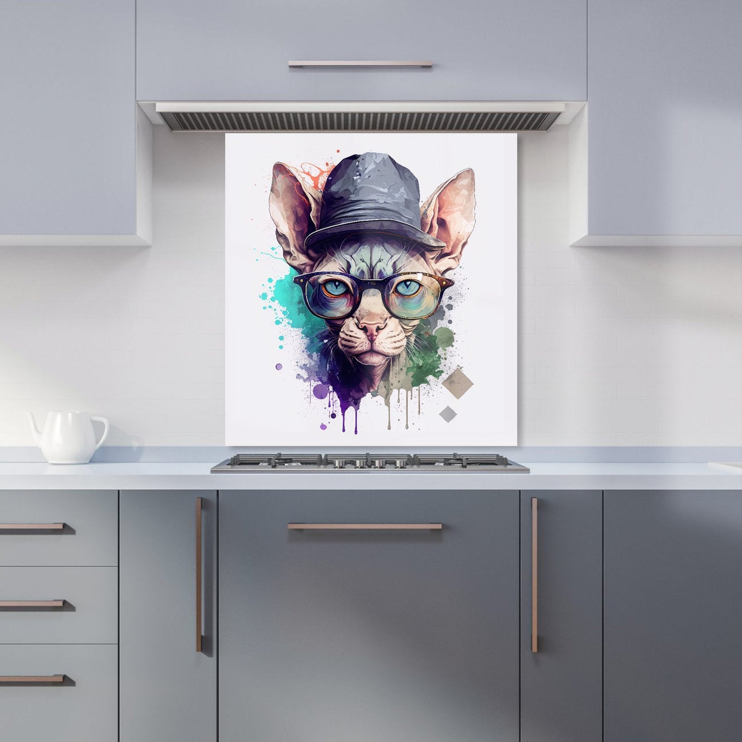 Sphynx Cat Face Splashart Kitchen Splashback