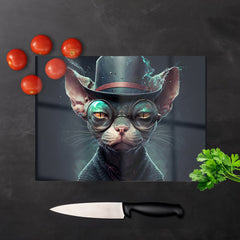Sphynx Cat With Glases Splashart Chopping Board