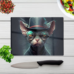 Sphynx Cat With Glases Splashart Chopping Board