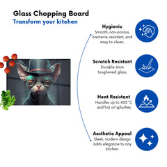 Sphynx Cat With Glases Splashart Chopping Board