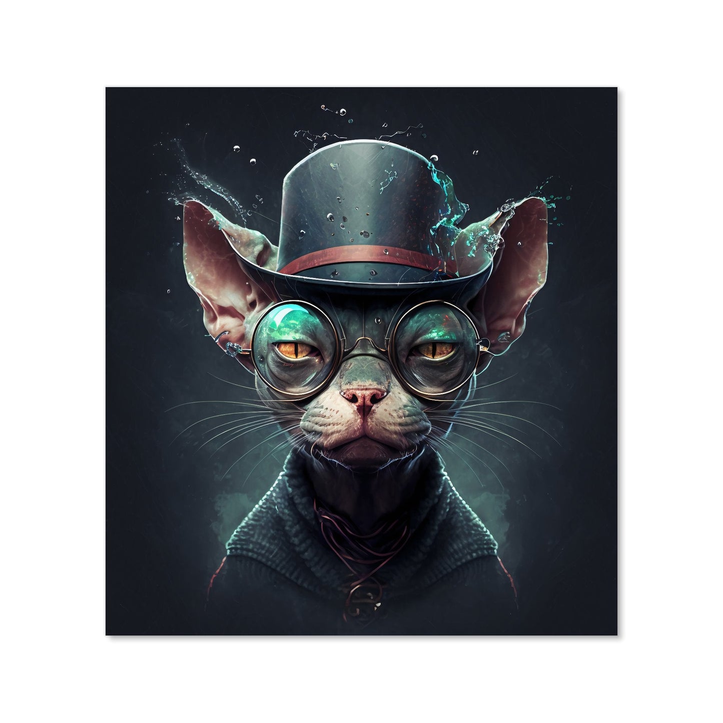 Sphynx Cat With Glases Splashart Kitchen Splashback