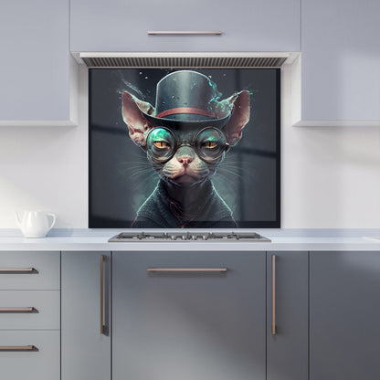 Sphynx Cat With Glases Splashart Kitchen Splashback