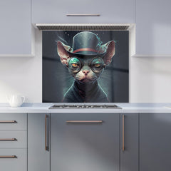 Sphynx Cat With Glases Splashart Kitchen Splashback