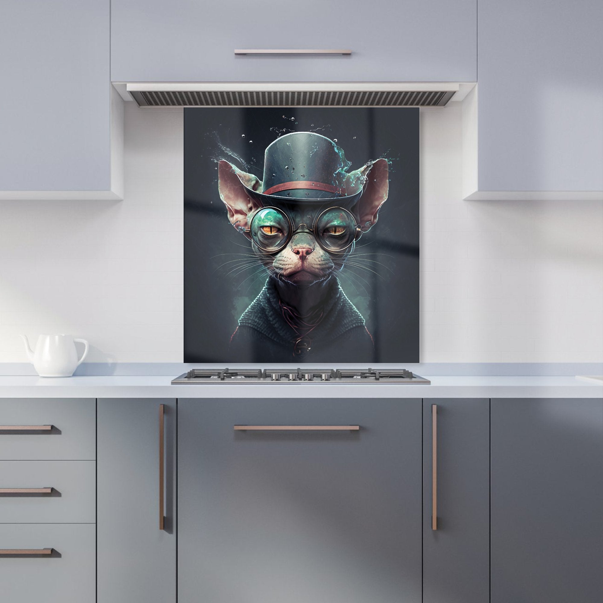Sphynx Cat With Glases Splashart Kitchen Splashback