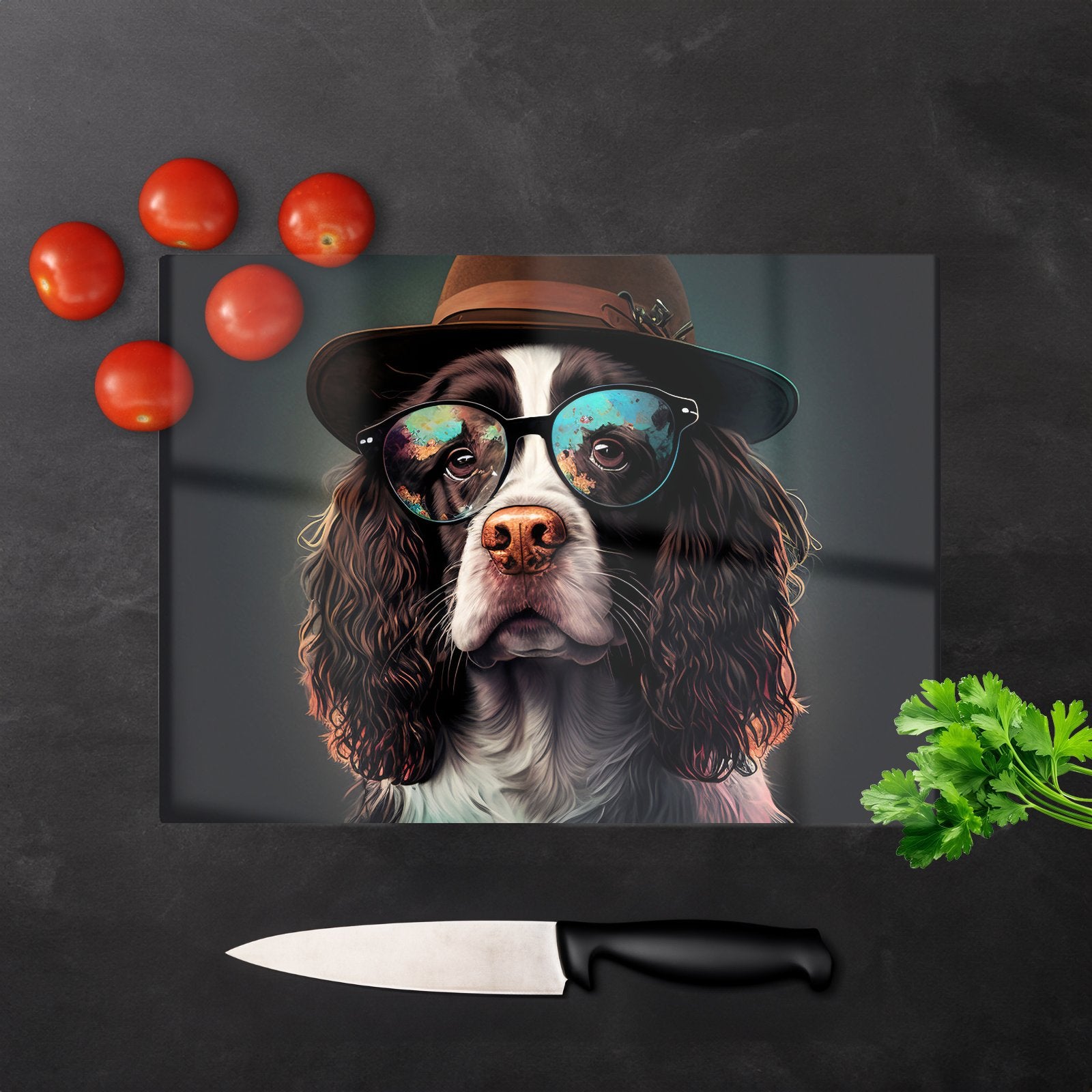 Springer Spaniel Dog Splashart Chopping Board