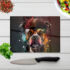 Staffy Bull Terrier Dog Splashart Chopping Board