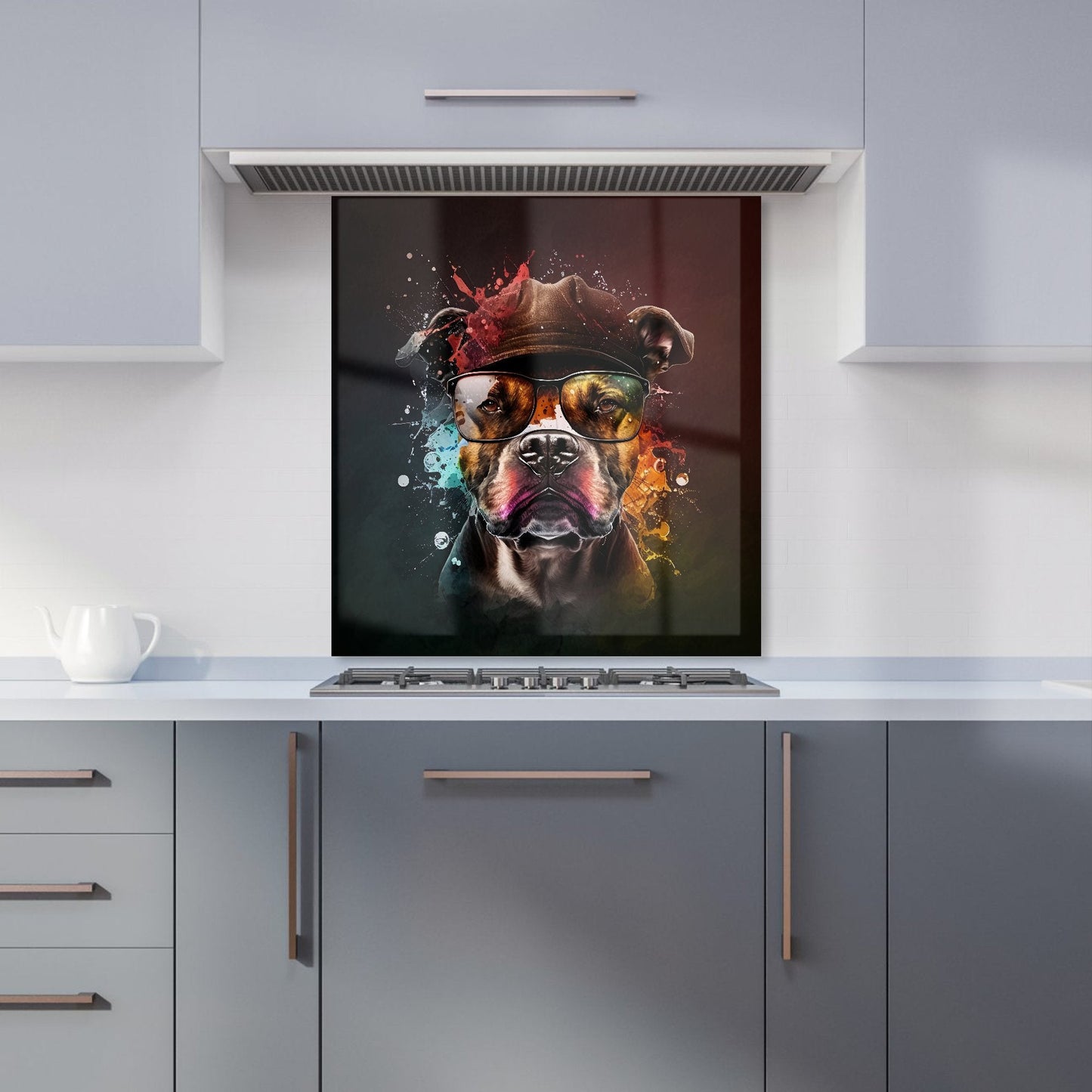 Staffy Bull Terrier Dog Splashart Kitchen Splashback