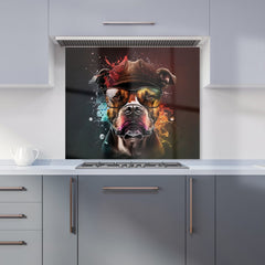 Staffy Bull Terrier Dog Splashart Kitchen Splashback
