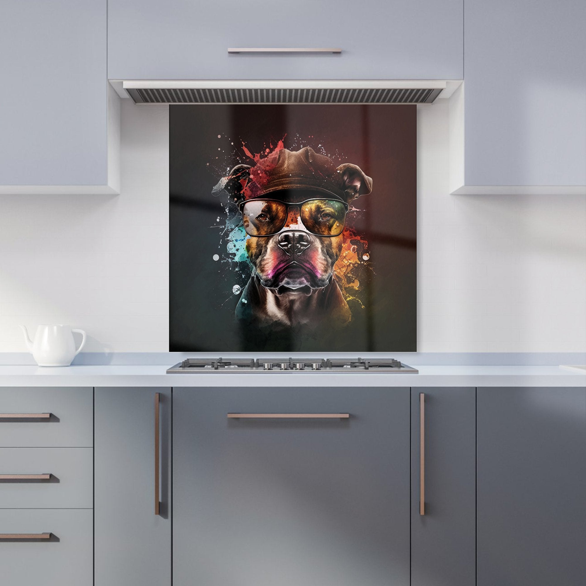 Staffy Bull Terrier Dog Splashart Kitchen Splashback