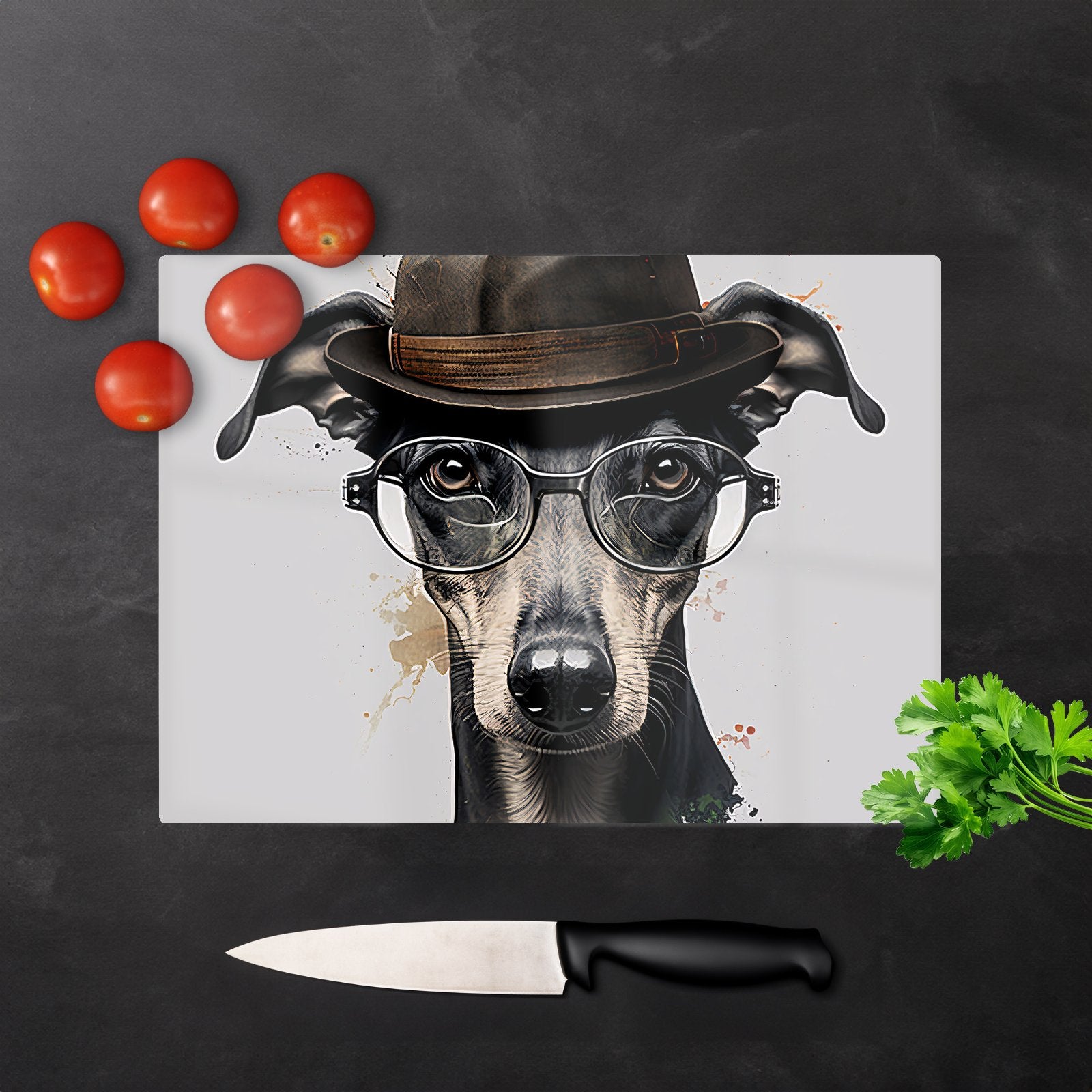 Whippet Dog Splashart Chopping Board