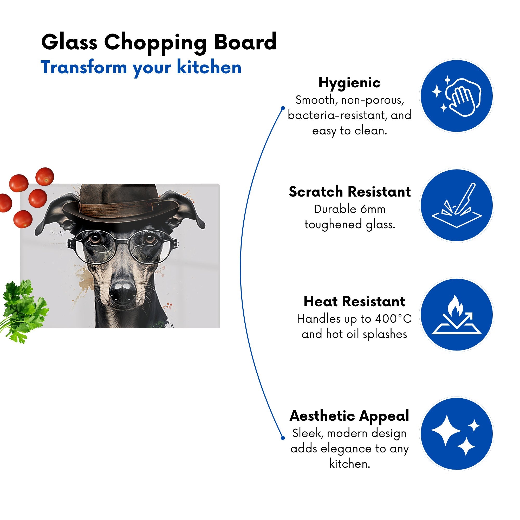 Whippet Dog Splashart Chopping Board