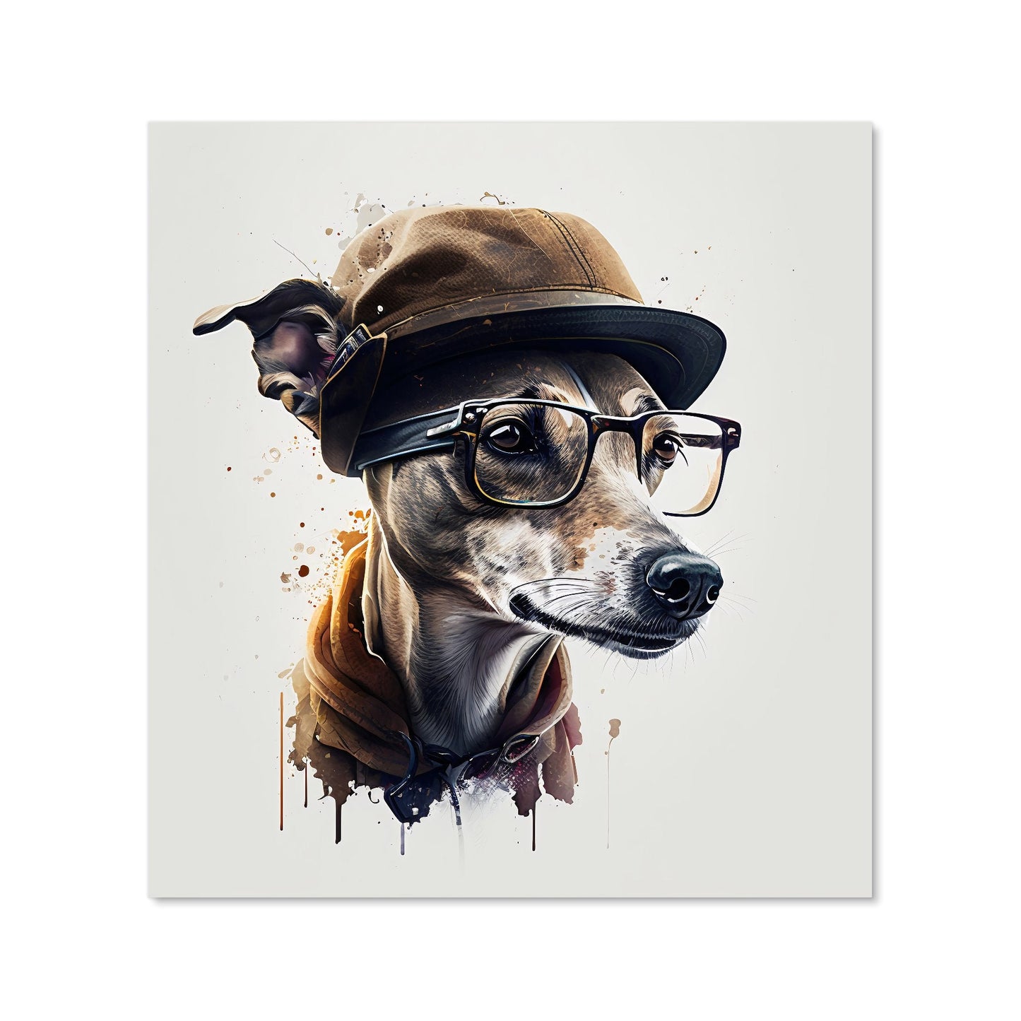 Whippet Dog With Glasses Splashart Kitchen Splashback