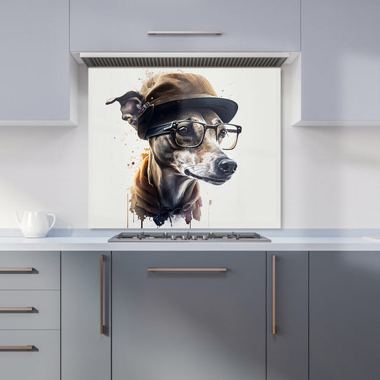 Whippet Dog With Glasses Splashart Kitchen Splashback