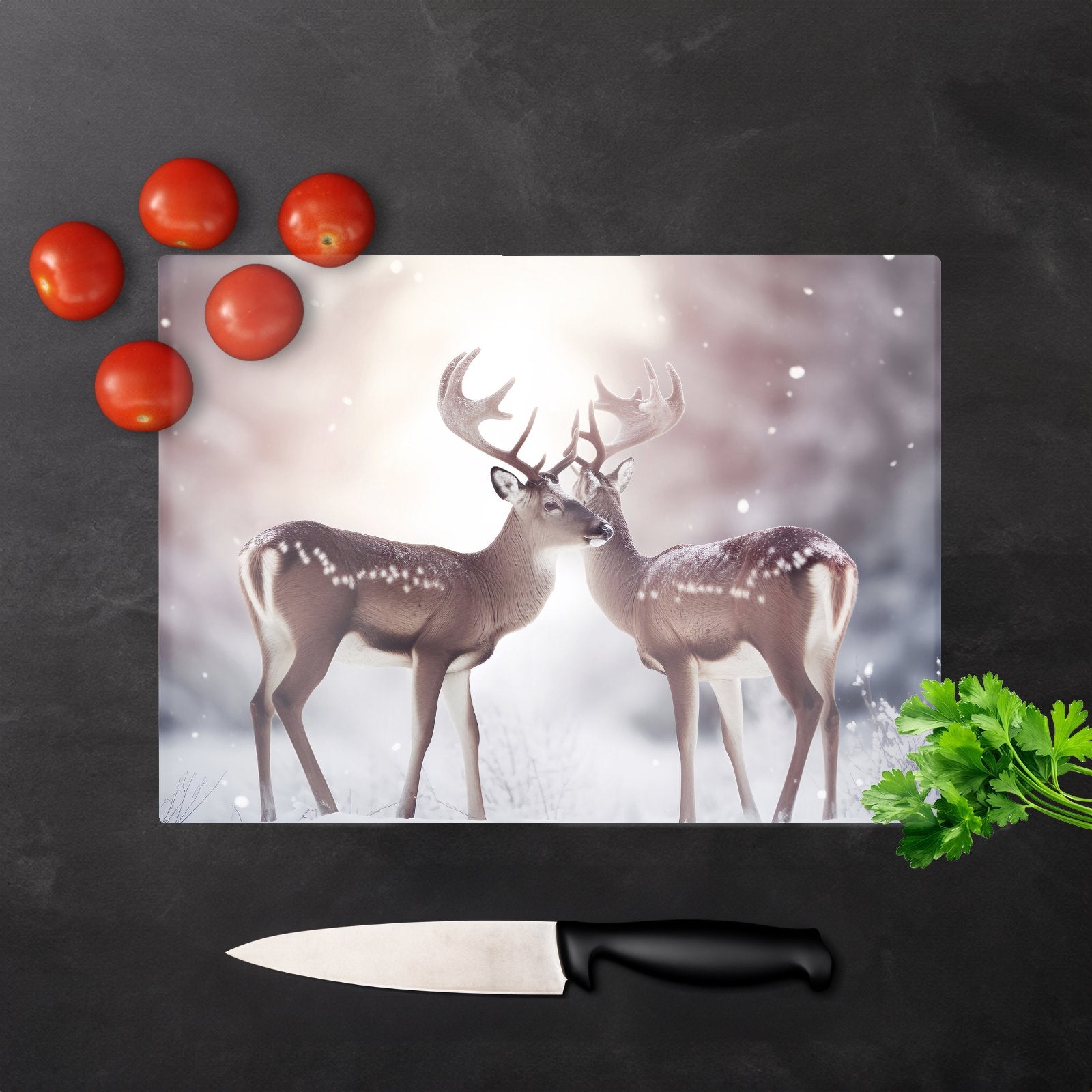 Reindeer In The Snow Chopping Board