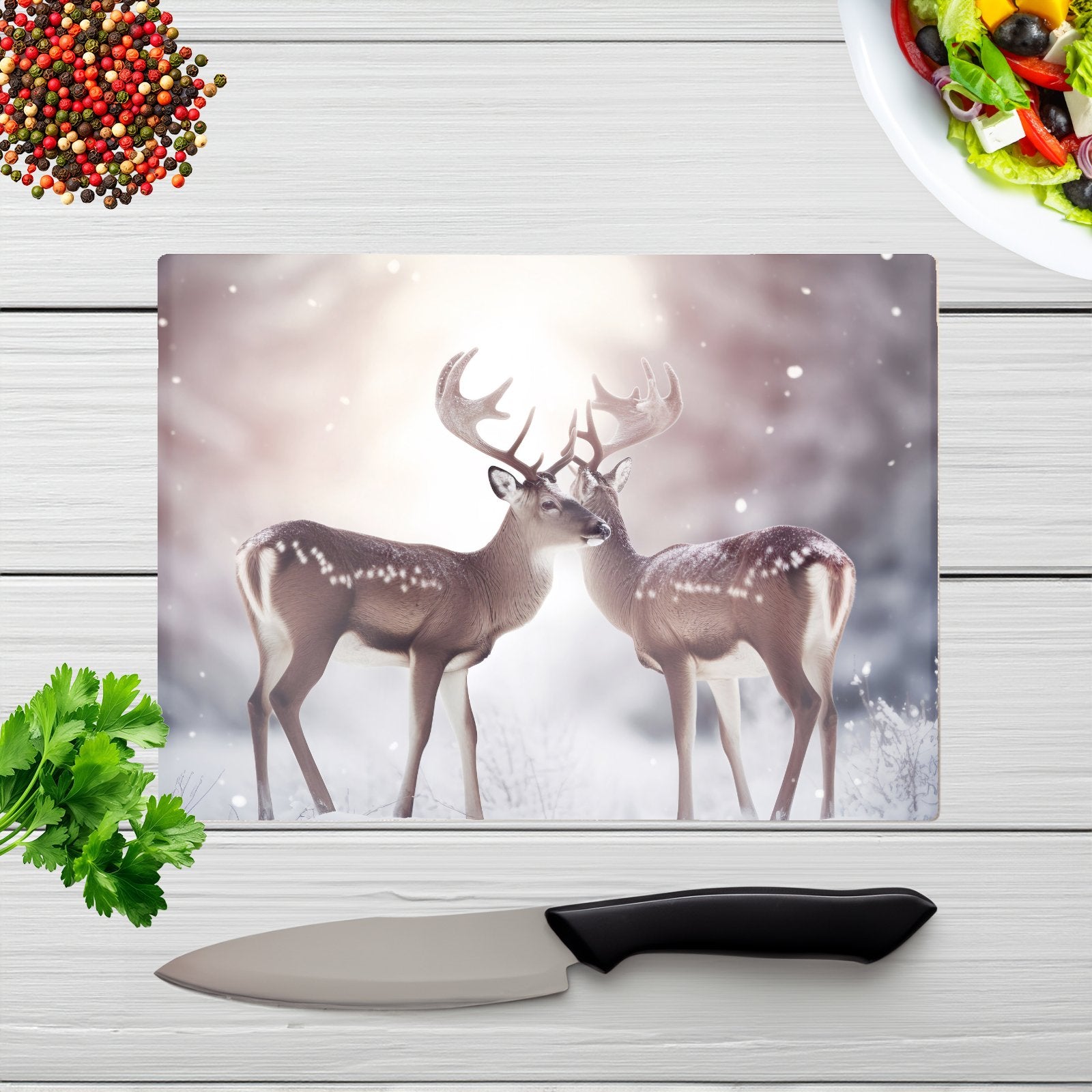 Reindeer In The Snow Chopping Board