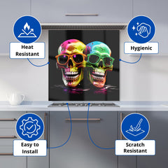 Happy Skeletons In Sunglasses Kitchen Splashback