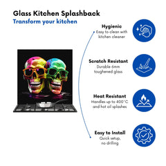 Happy Skeletons In Sunglasses Kitchen Splashback