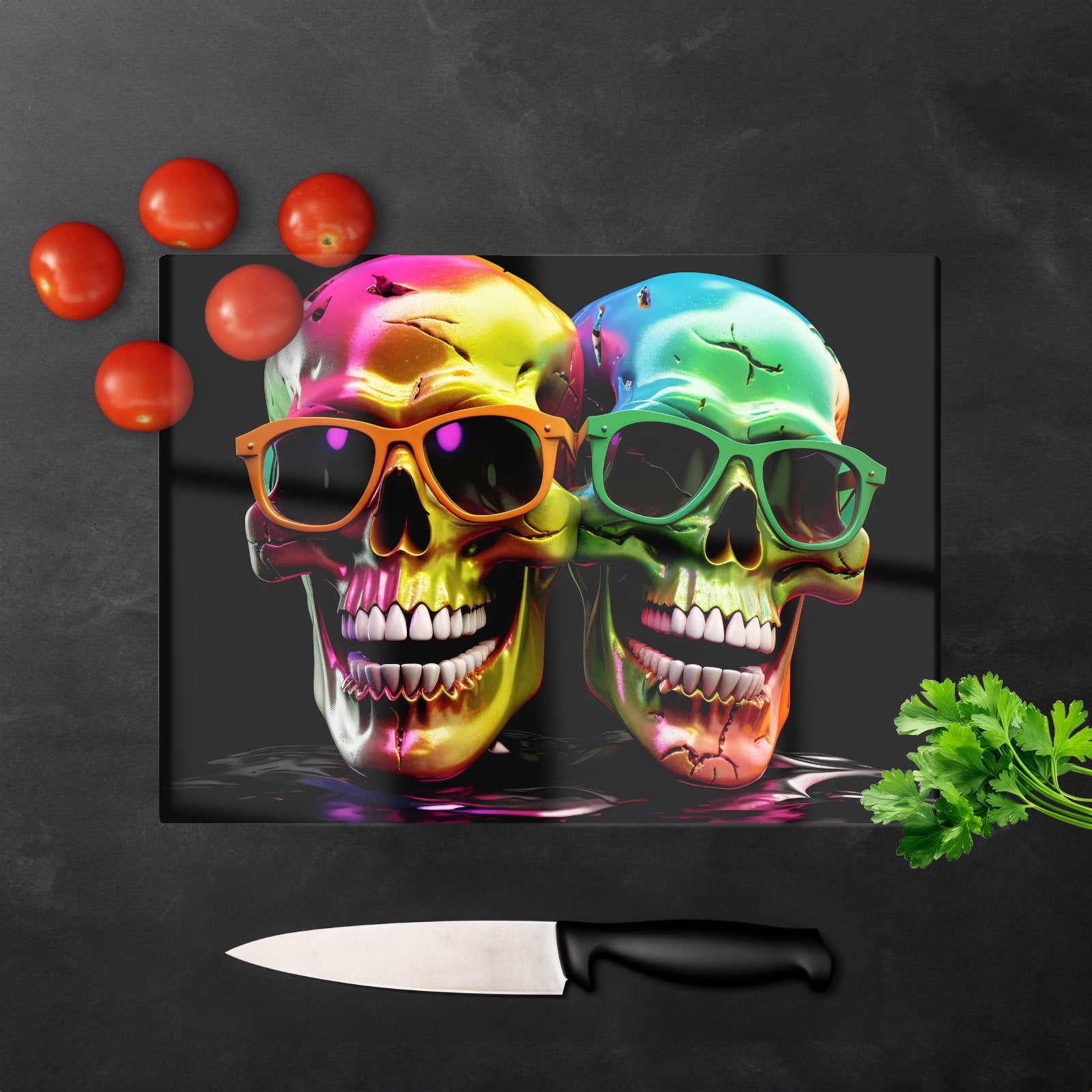 Happy Skeletons In Sunglasses Chopping Board