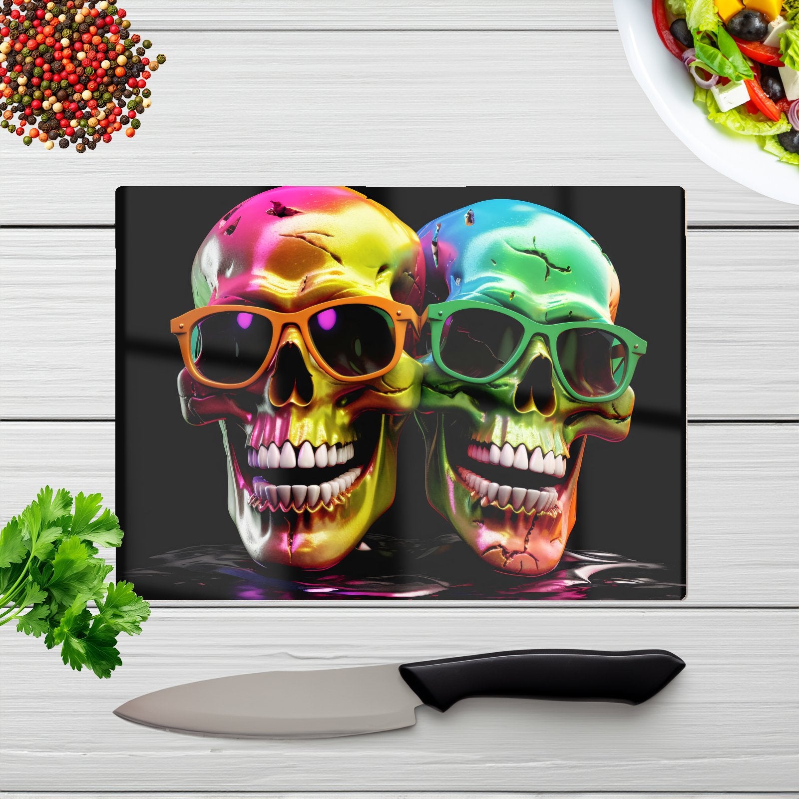 Happy Skeletons In Sunglasses Chopping Board