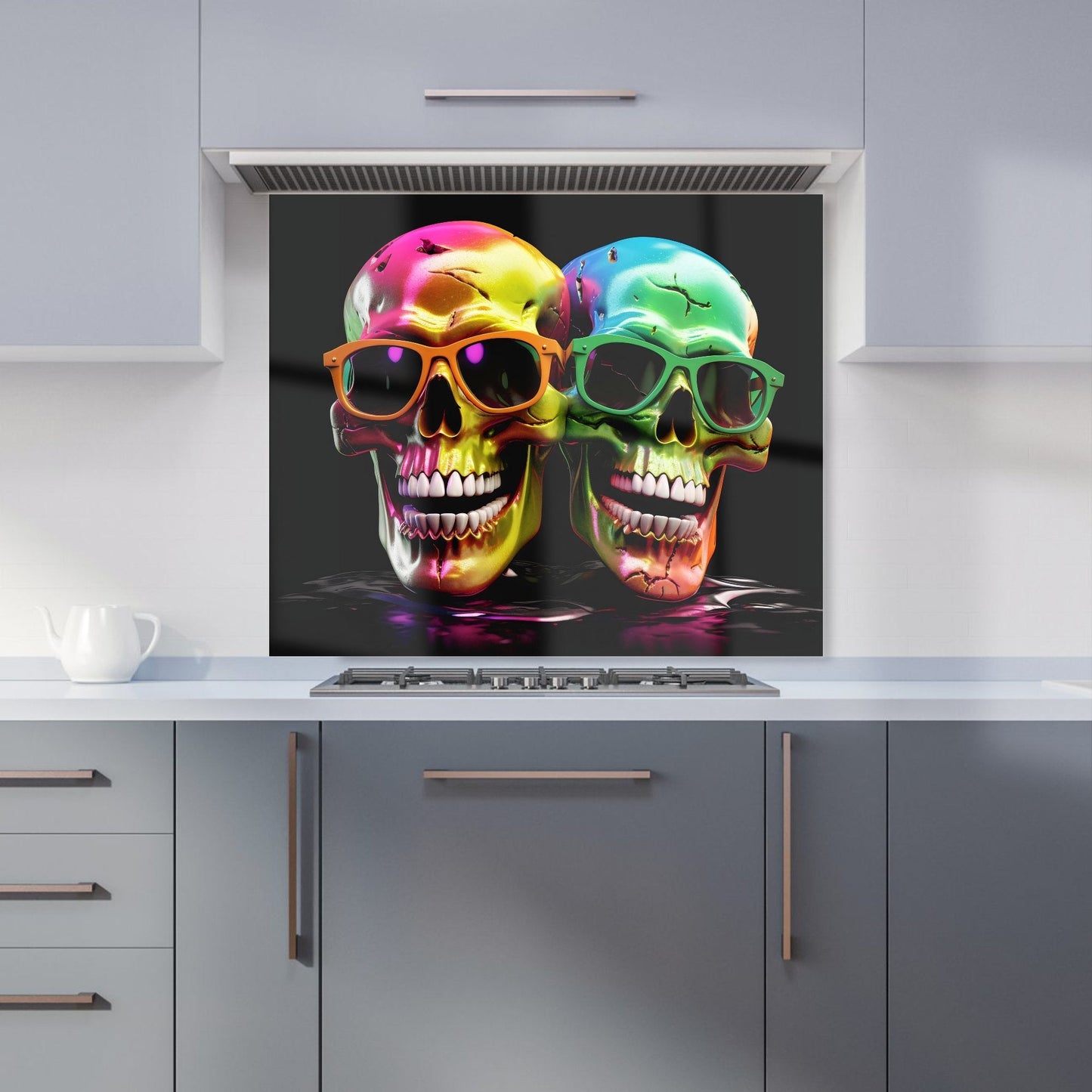 Happy Skeletons In Sunglasses Kitchen Splashback