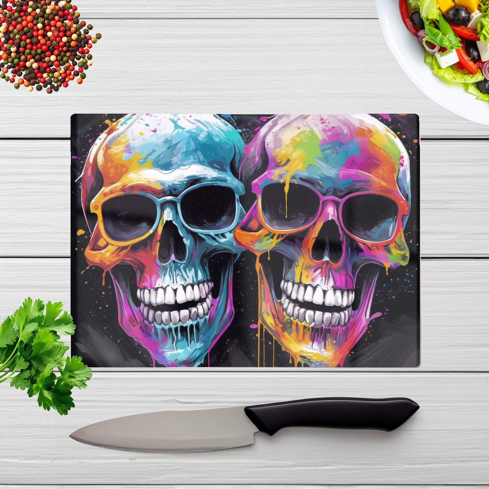 Splashart Happy Skeletons In Glasses Chopping Board