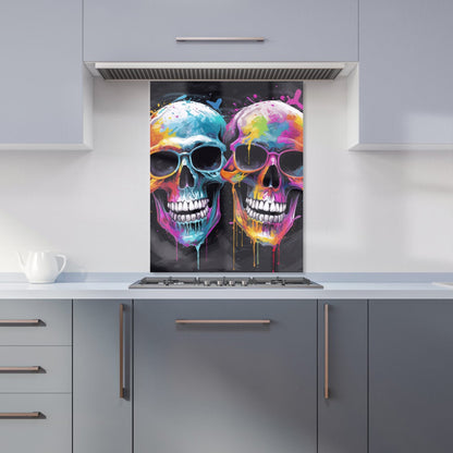 Splashart Happy Skeletons In Glasses Kitchen Splashback