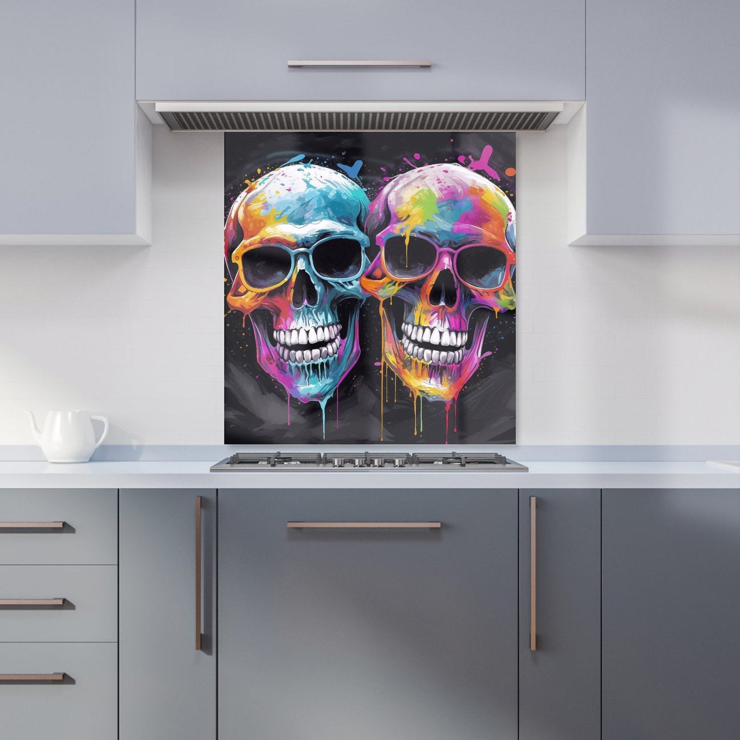 Splashart Happy Skeletons In Glasses Kitchen Splashback