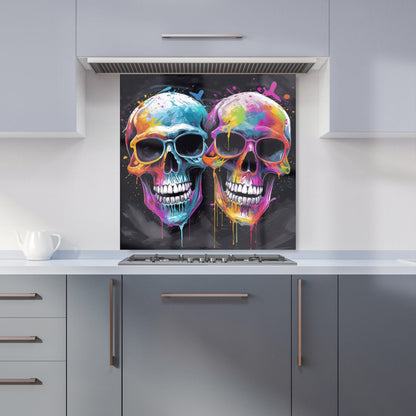 Splashart Happy Skeletons In Glasses Kitchen Splashback